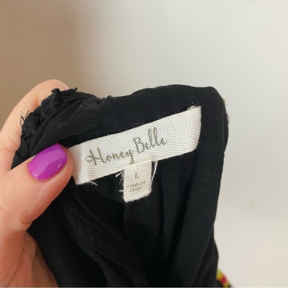 Honey Belle Womens Tank Top Black Textured L - Picture 2 of 7